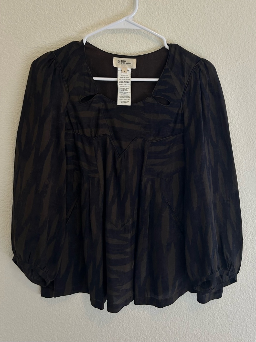Isabel Marant Black Subtle Patterned Long-Sleeve Blouse